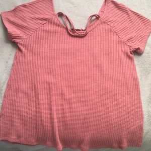 Pink Waffle-knit Sweater Shit